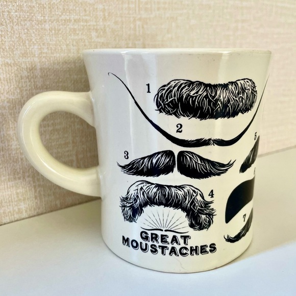MUG, Great Moustaches, Famous Mustaches Sketch Drawn Images on a Mug, 10… - Picture 1 of 6
